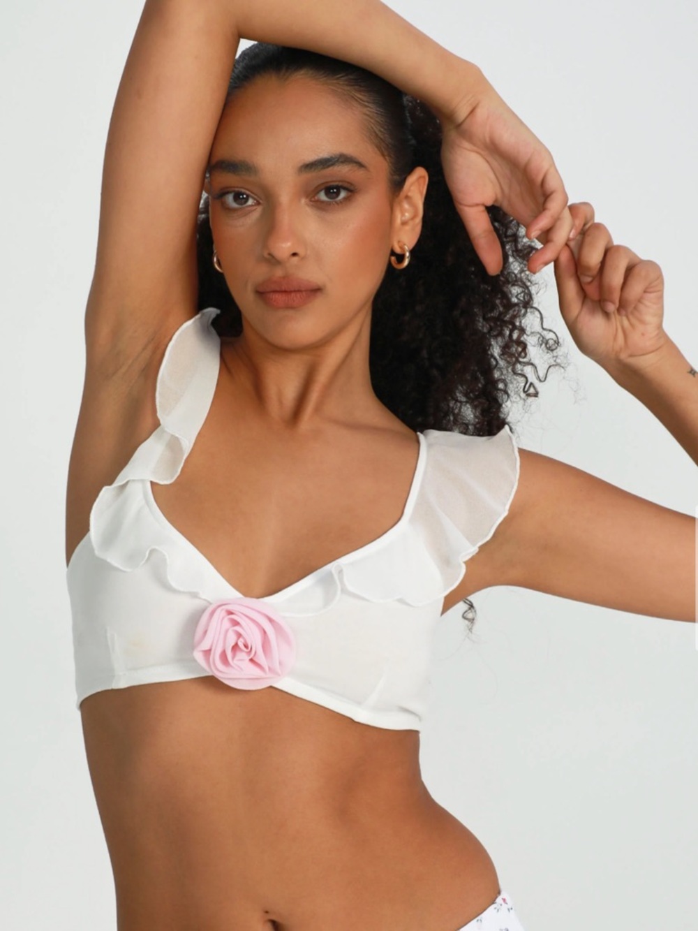 Glassons White Bralette with Pink Rosette